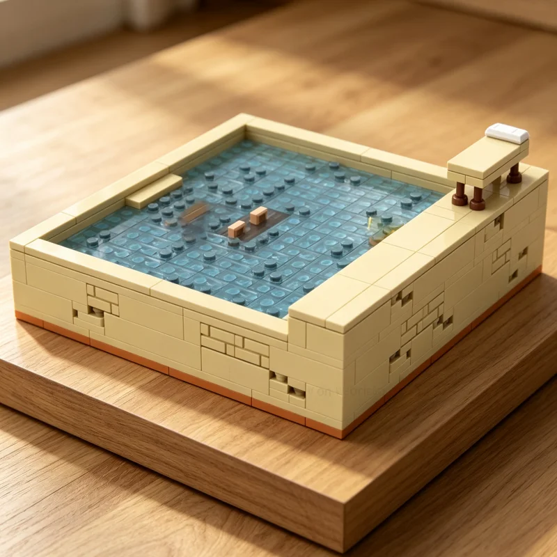 MOC Building Blocks Vintage Bathtub Scene Modern Bathroom Vignette DIY Assembly Bricks Desktop Collectible Toy