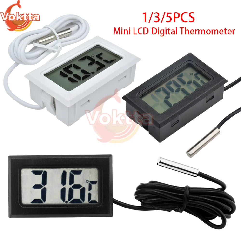 1/3/5pcs Mini LCD Digital Thermometer FY-10 Indoor Temperature Tester Detector 1M External Probe Temperature Sensor