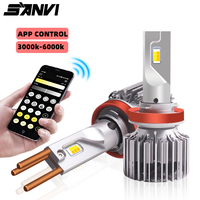 SANVI Smart Auto LED Headlight Bulb App Bluetooth Control H1 H4 H7 90005 9006 H11 Car Headlamp Fog Light 3000K 6000k