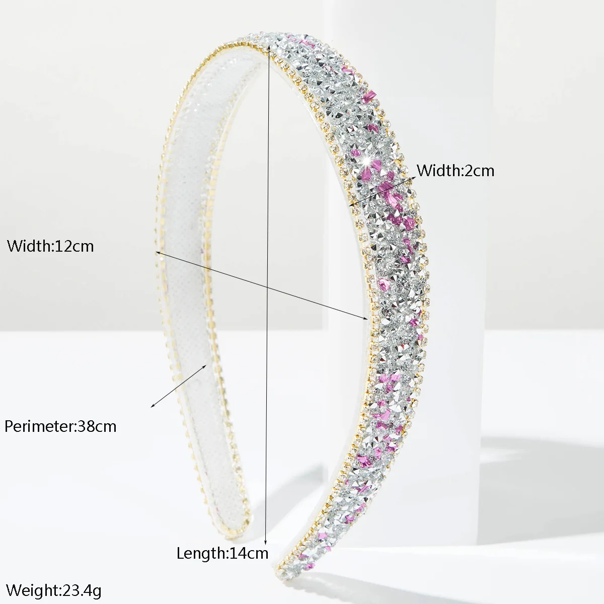 Girl Dating Purple Crystal Inlaid Thin Size Headband Glittering Flashing Gem Stone Non-slip Head Wrap Sparkle Skinny Head Band