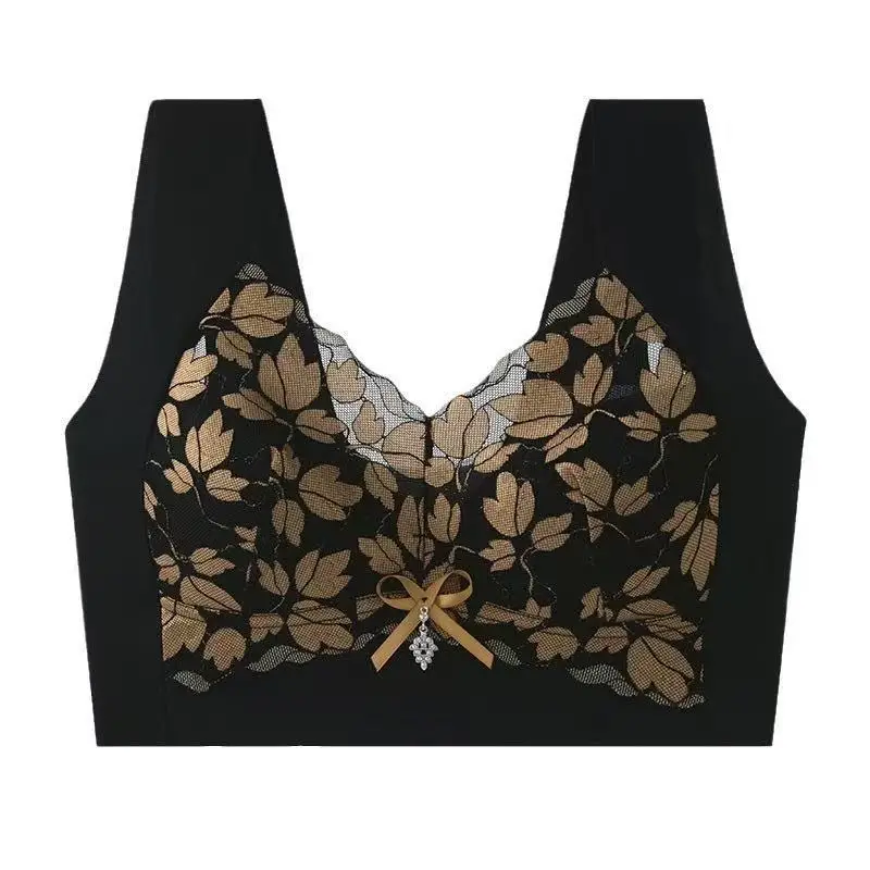 Lace wrap-around bra with support and side breast control, seamless plus-size bra for women, makes large breasts appear smaller,