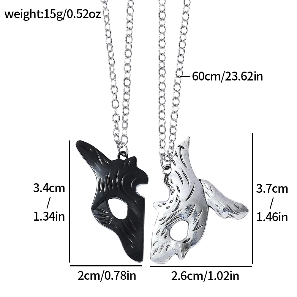 2PCS Antique Silver-plated Necklace Couple Vintage Style League of Legends Peripheral Sheep and Wolf Pendant Jewelry Fans Gifts