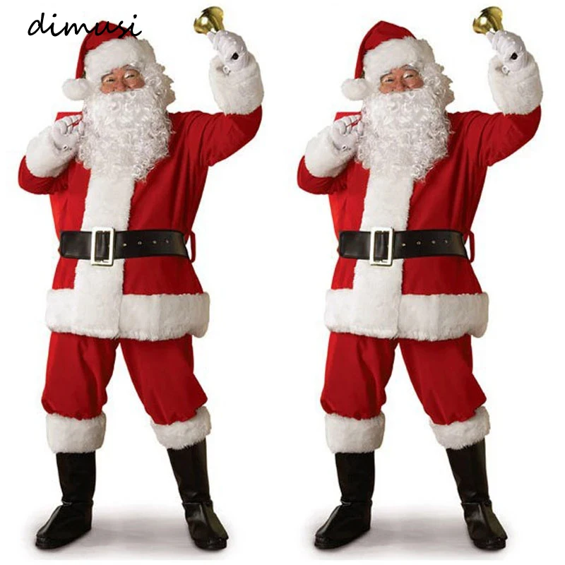 

DIMUSI Santa Claus Cosplay Costume Daddy In Costume Clothes Dressed At The Christmas Of Men Five Buns/lot Suit For Warm Adults