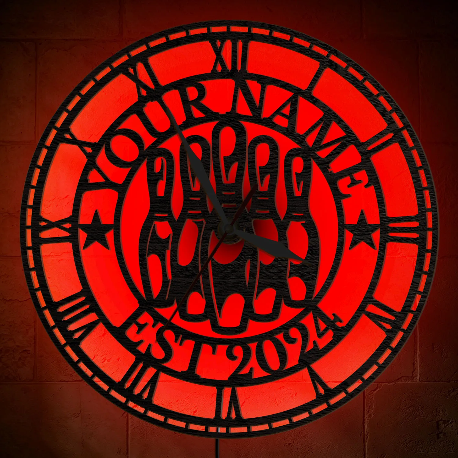 Personalized Bowling Wood Wall Clock with RGB LED Backlight Bowling Ball Pins Custom Light Up Wall Clock For Man Cave Game Room