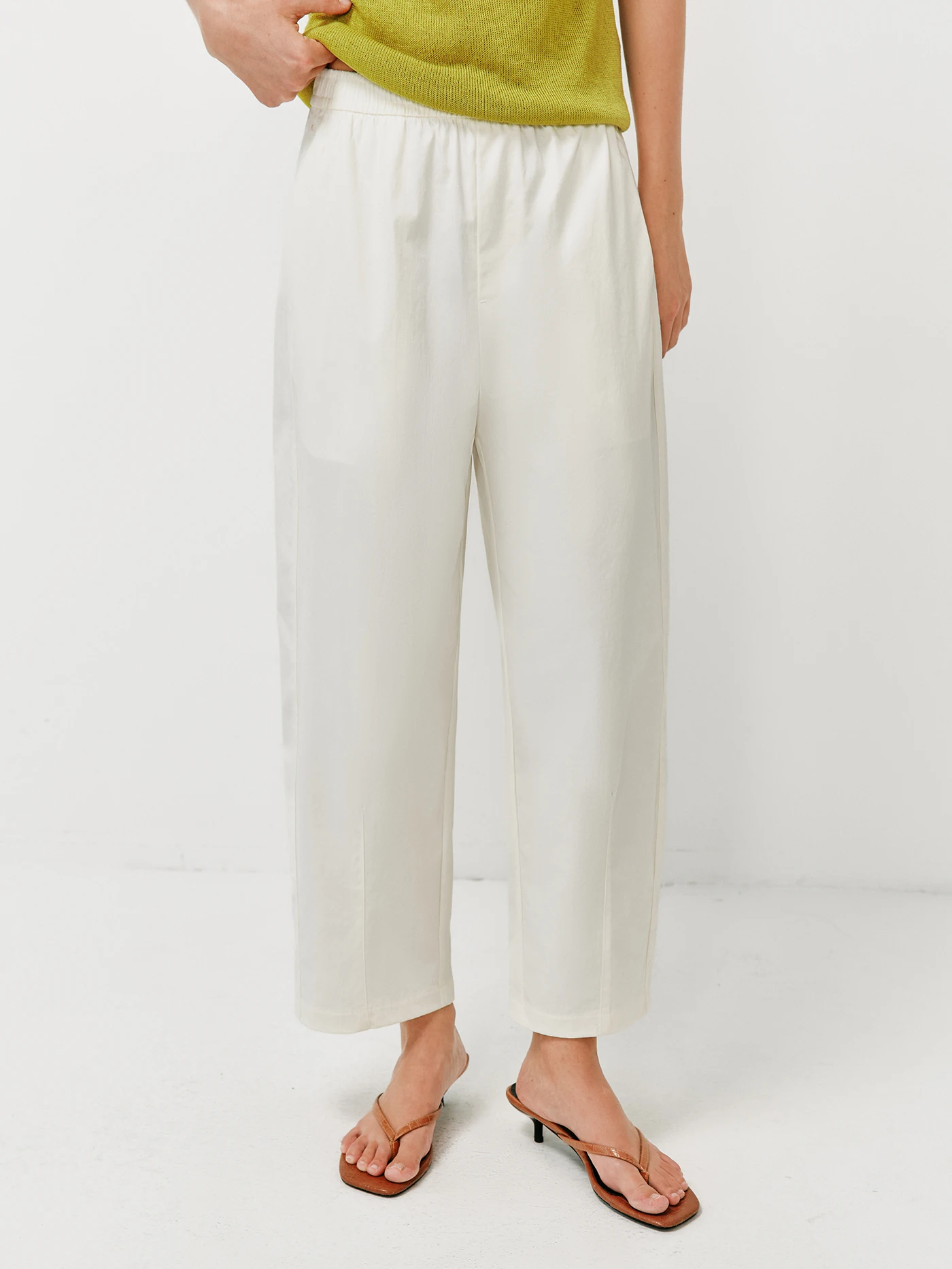 Anti-Wrinkle Freshness Straight Leg Micro-Cone Elastic Waist Casual Pants Polyester Fabric Slanting Texture Versatile Slimming