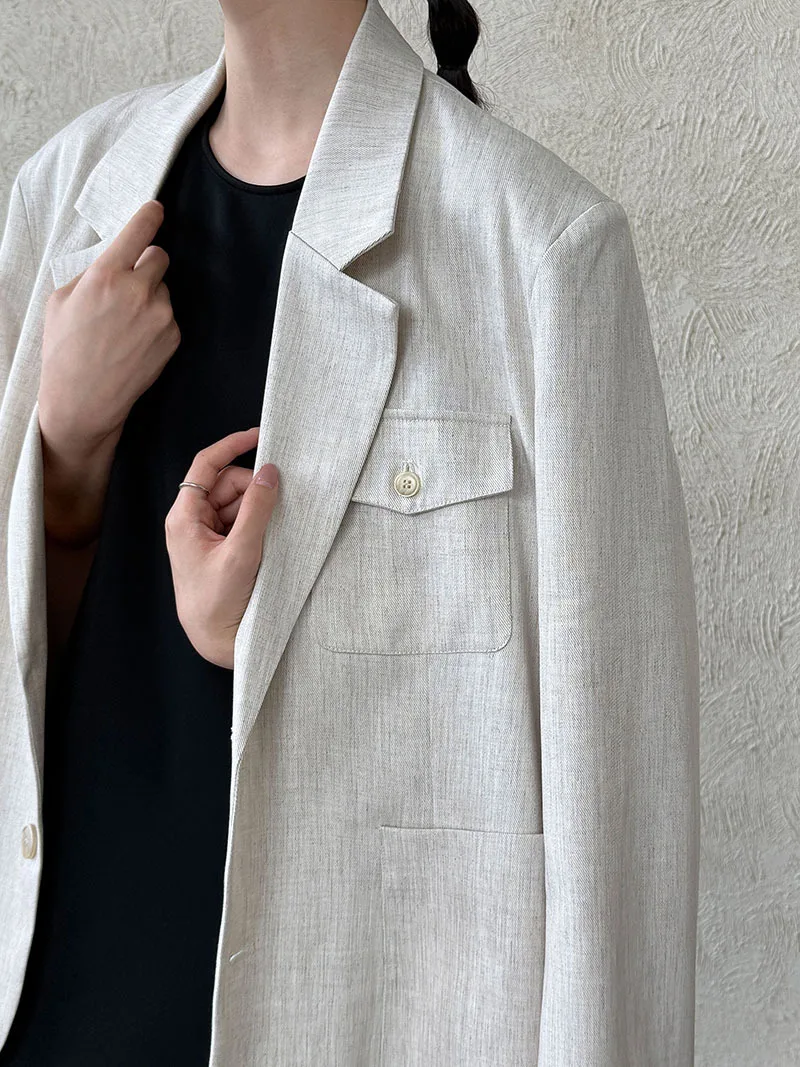 SuperAen Korean Style Notched Suit Women 2026 Autumn New Simple Solid Color Oversize Loose Casual Office Lady Coats