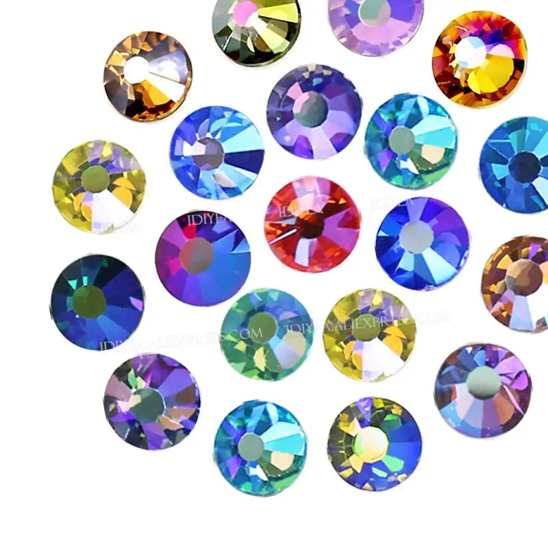 Stunning Unusual Quality! Multi Colors Crystal AB SS12-SS30 Non Hot Fix Rhinestone Flat Back Strass Nail Glitters Garment Stone