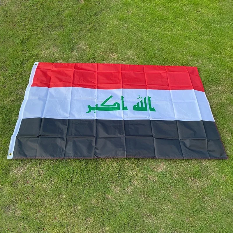 FlagGo Iraq National Flag 150x90cm 3x5 FT Red White Black Stripes Green Stars Polyester Double Stitched Outdoor Indoor Decor