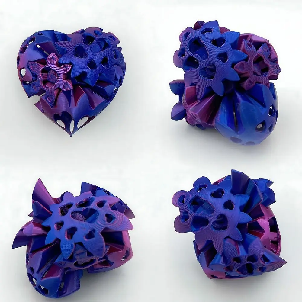 Impossible Spiral Heart 3D Printed Gear Ball Heart Stress Anxiety Relaxing GearSphere Desk Toy Decorative Ornaments Stress Ball