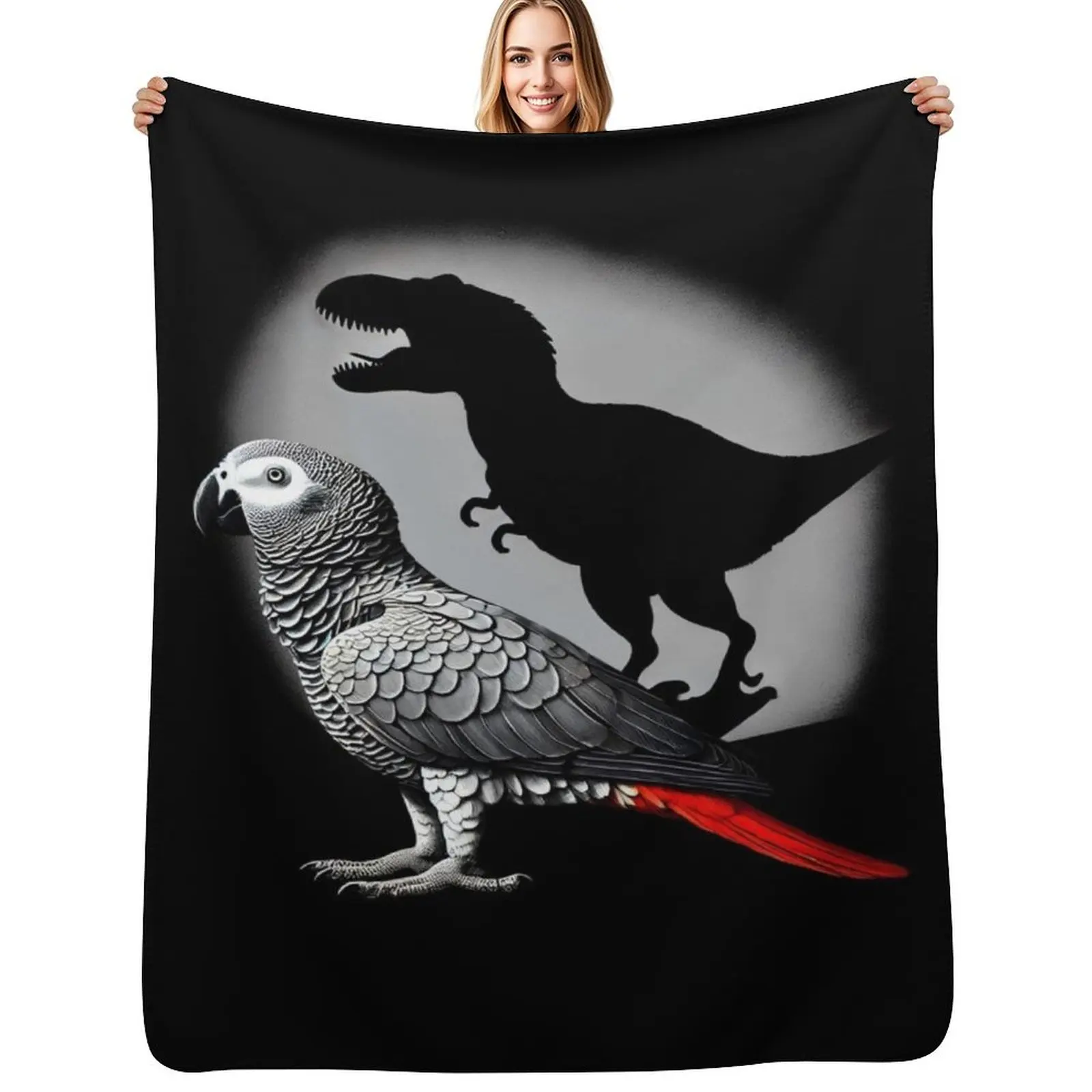 Screaming African Grey Parrot Bird Memes Funny Dinosaur Throw Blanket Decorative Beds Kid'S Quilt for winter Beach Blankets