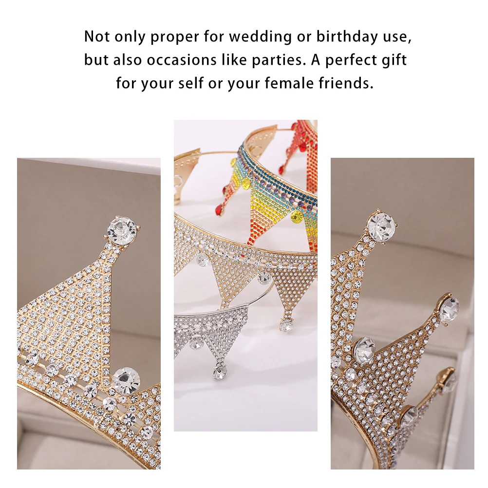 

Rainbow Crown Wedding Golden Headwear Bride Hair Hoop Birthday Party Accessories Long Lasting Quality Quartz Design Popular Hair