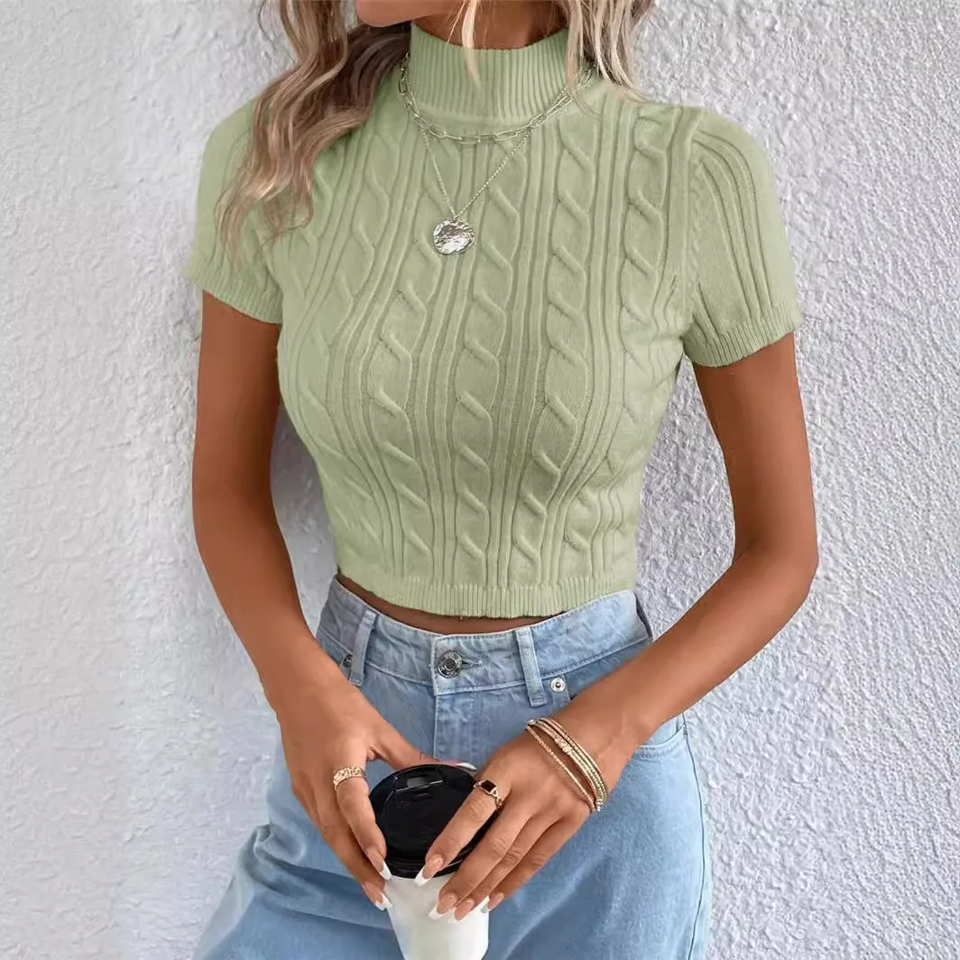 Primavera Estate 2024 High Ne Slim Fit maglione lavorato a maglia con motivo floreale twist Produttore cinese Regular Sve Pure Color