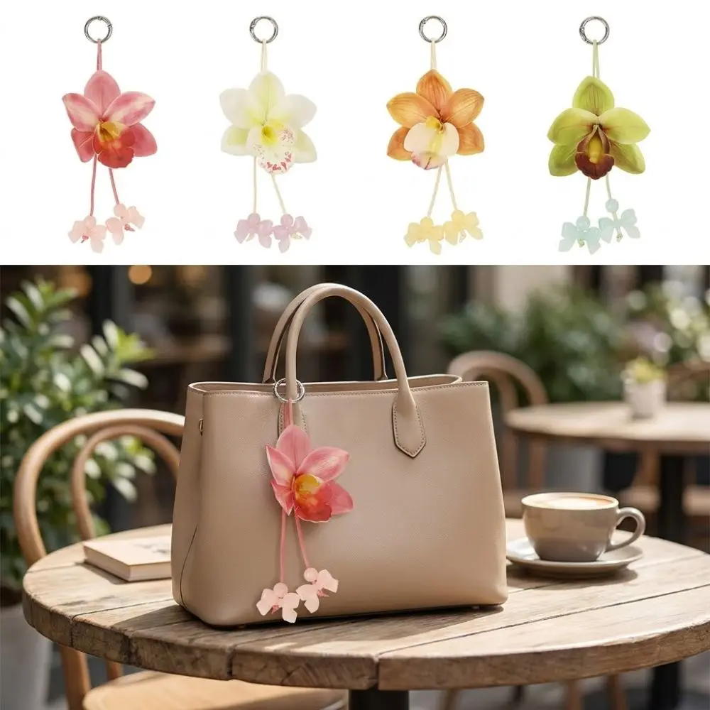 Creative Simulation Flower Orchid Keychain Backpack Decoration Colorful Flower Bag Pendant Simulation Flower Keyring Gifts