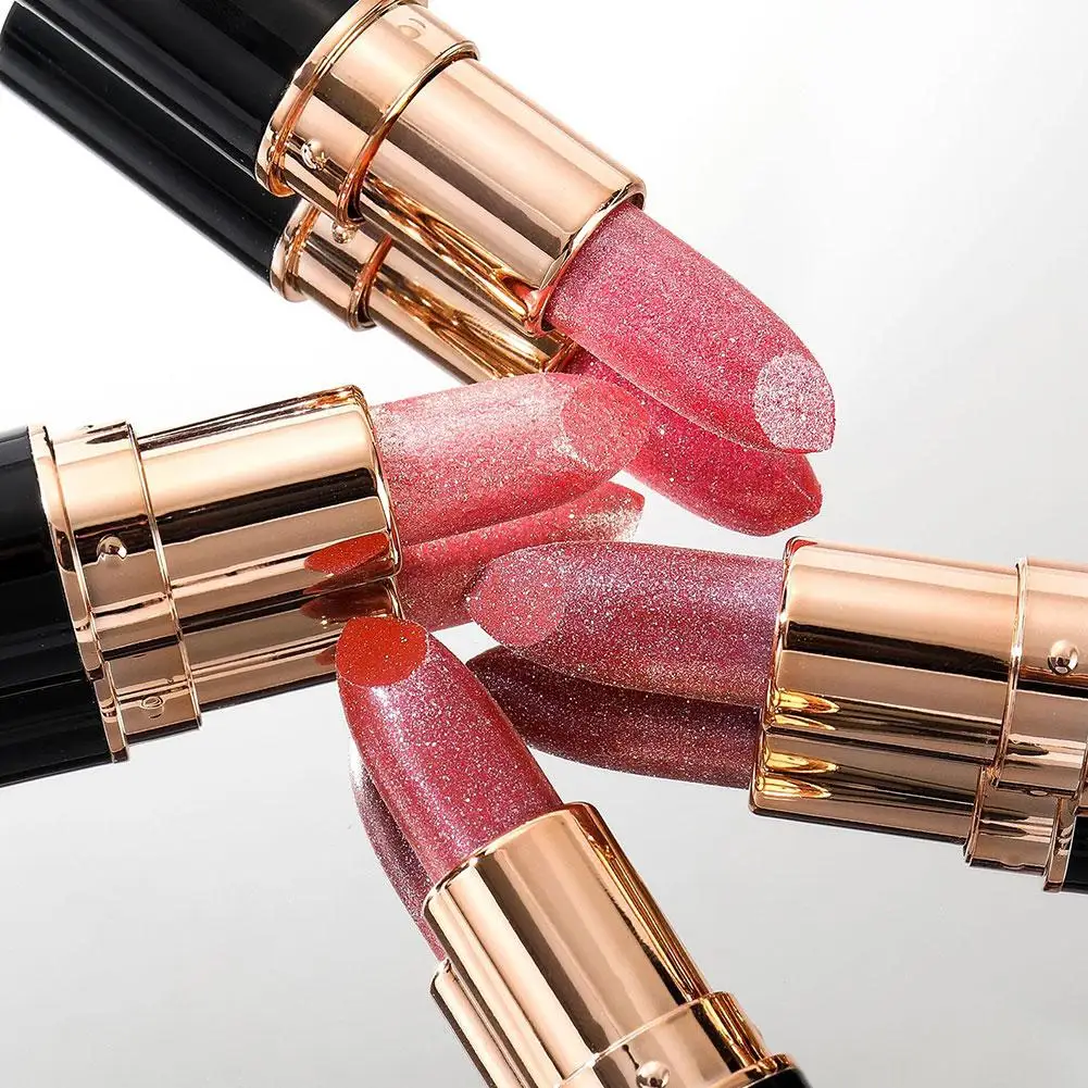 Rouge à lèvres à paillettes, 6 couleurs, imperméable, longue durée, diamant, Sexy, nacré, brillant à lèvres, hydratant, O0G3