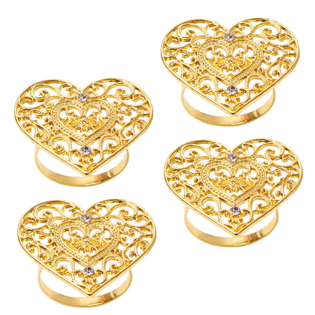 

4 Pcs shaped Decorative Napkin Holder Stainless Steel Napkin Rings Elegant Wedding Anniversary Decorative Table Centerpiece
