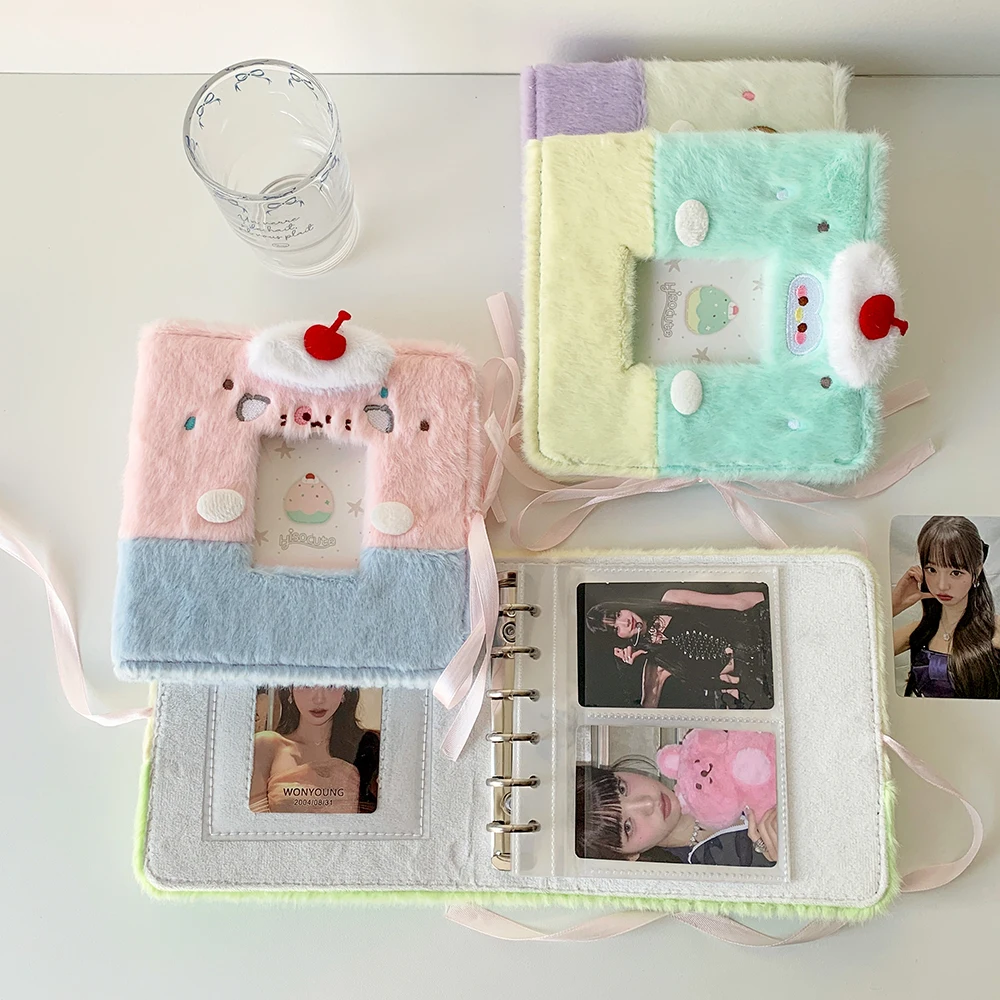 INS Style Kawaii Animal Shaped Plush Album Cute Loose-Leaf Album Cover Cute Collection Album for K-Pop Idol Goods Goo Card Book