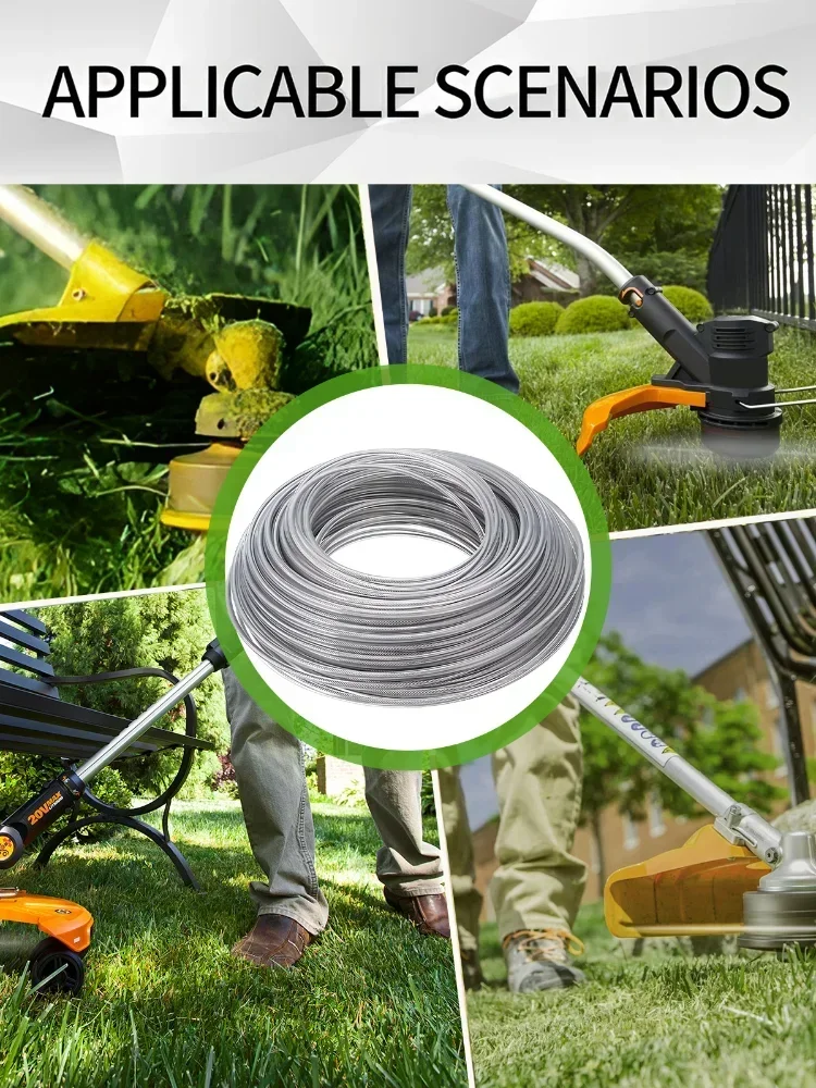 Fil d'Acier en Nylon Enge de 3mm x 15m, Long Rouleau Rond pour Débroussailleuse, Fil Universel Amélioré