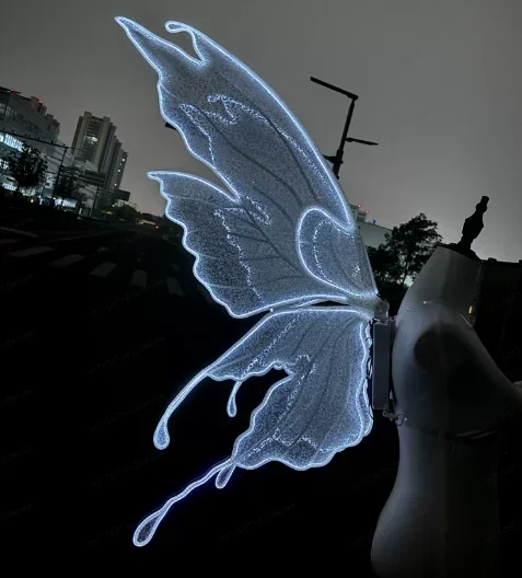 Large White Butterfly Fairy Wings Adult Electric LED Glowing Backpiece Nightclub Photography Custom Prop