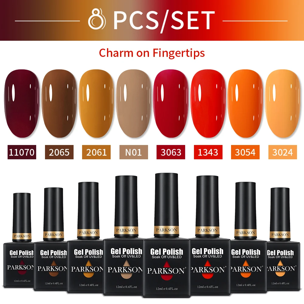 باركسون 8 قطعة 12 مللي مجموعة هلام طلاء الأظافر مسمار الفن شبه دائمة ورنيش مستلزمات الأظافر للمحترفين مع معطف فوقي قاعدة معطف