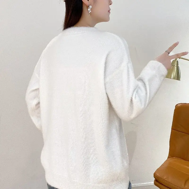 المرأة الطازجة والحلوة 2024 ربيع الخريف جديد الربط س الرقبة المطبوعة موضة فضفاضة متعددة الاستخدامات عادية كم طويل محبوك