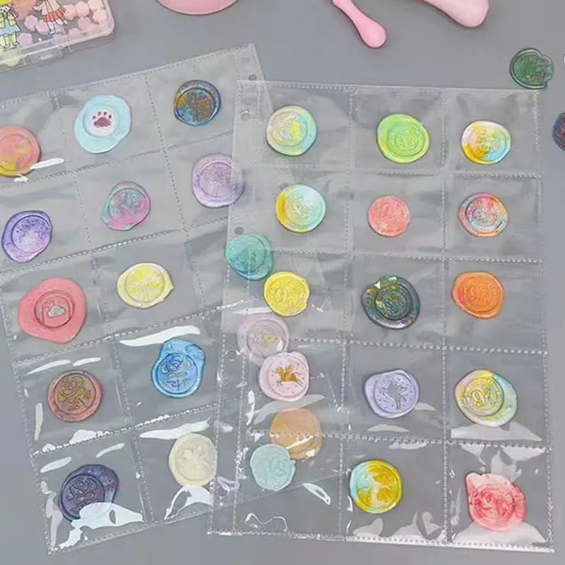 A4 4Holes PVC 15 Pocket Lacquer Coin Collection Loose Leaf Storage Bag Transparent Storage Tool Plastic Holder Storage Binding