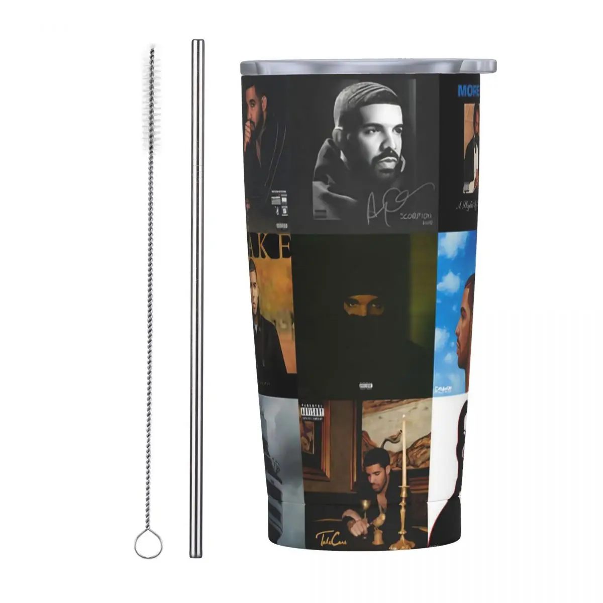 Music D-Drake Album Stainless Steel Tumbler Musician Thermal Cups With Straws and Lid Large Mugs Cup Cold and Hot Water Bottle