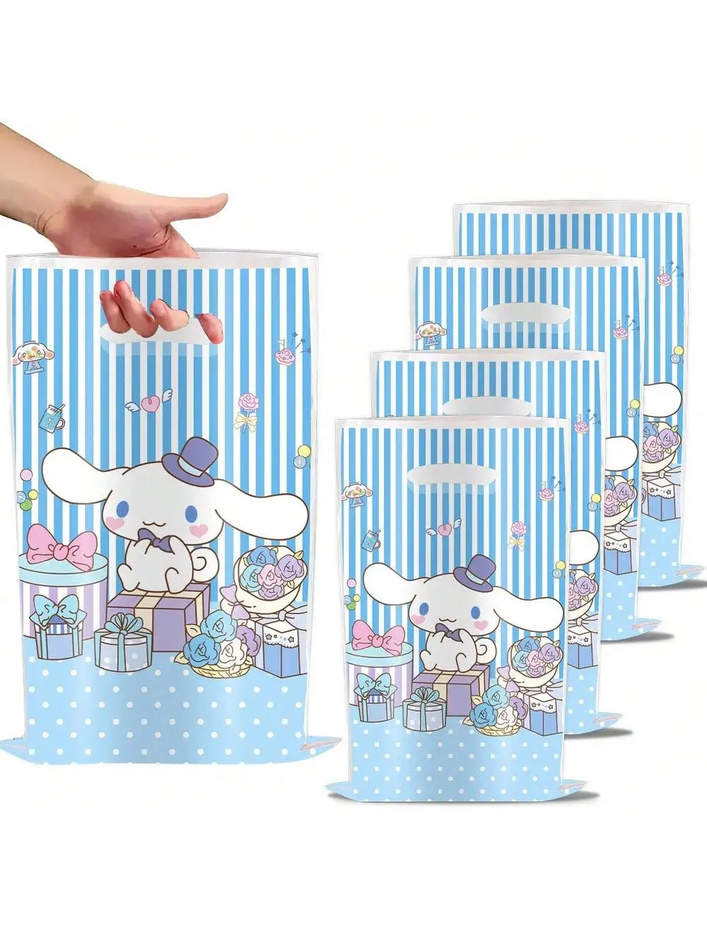 10Pcs/30Pcs White Cinnamoroll Theme Candy Bag Gift Bag Return Gift Bag Family Birthday Party Decoration Bag Wedding Gift Bag