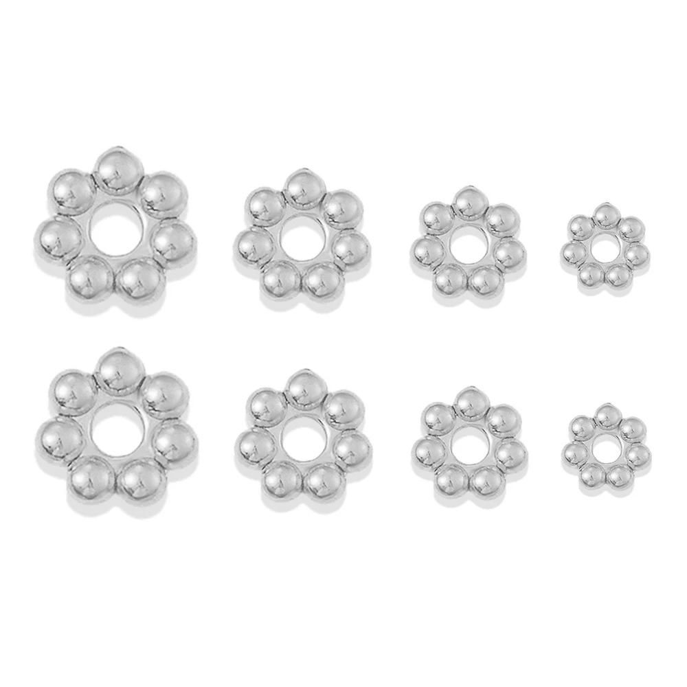 Wholesale 20pcs/lot Stainless Steel Gold Snowflake Spacer Beads for DIY Bracelet Necklace Jewelry Making Supplies 3mm-6mm