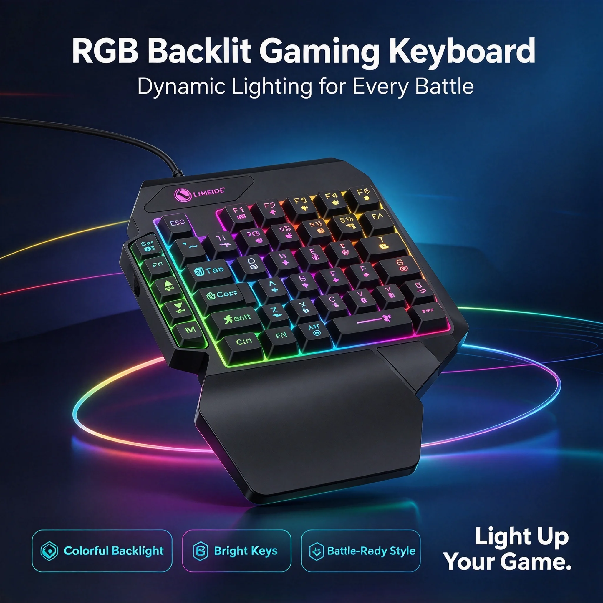 35-keys One Handedly Single-Hand Mini Mechanical Feel Gaming Keyboard RGB USB Wired Backlit Keyboard For PC Computer Laptop