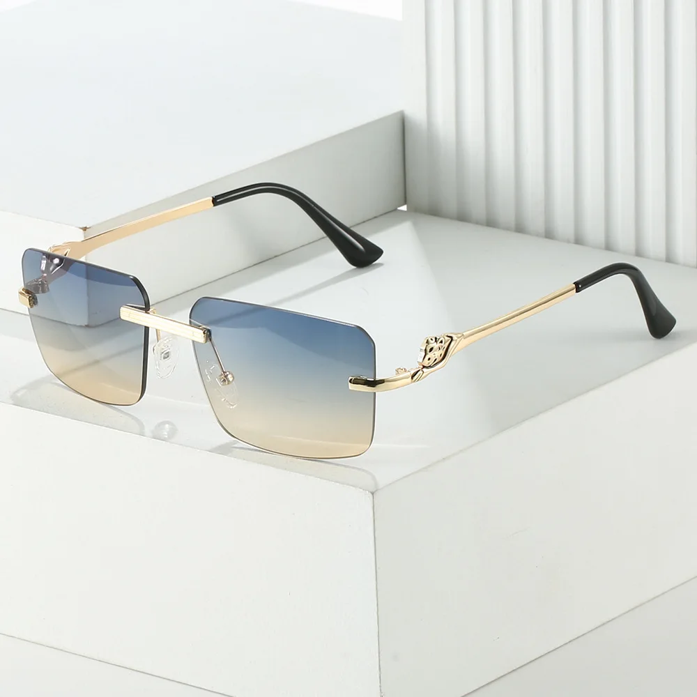 

Fashion Rimless Sunglasses UV400 Rectangle Women Men Shades Hiking Square Sun Glasses Female Male Beach Vacation Travel Eyewear