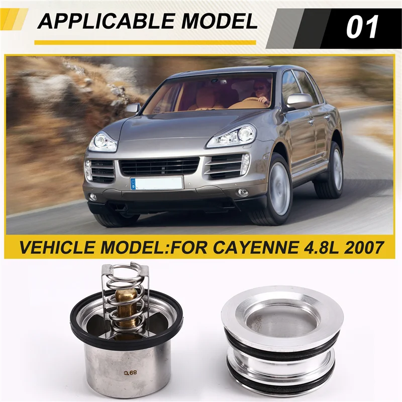 Top!-For Porsche Cayenne 4.8L Replacement Thermostat Sealing Plug Connector Engine Coolant 94810610101 94810610103 94810612501