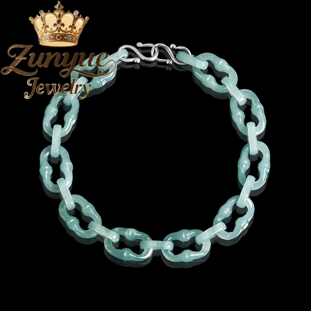 High-end Natural A-Grade Ice-Type Blue Water Jadeite Bamboo Joint Bracelet Unisex Hip-hop Style Exquisite Couple Popular Jewelry
