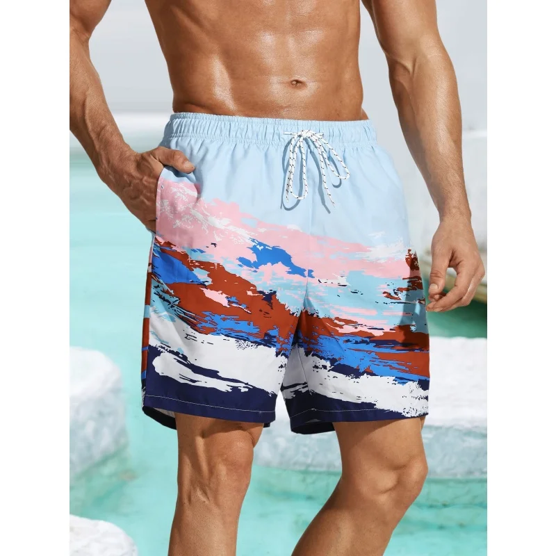 ثلاثية الأبعاد مطبوعة شجرة جوز الهند السراويل القصيرة للرجال الملونة التدرج النباتات نمط شورتات للبحر الشارع الرياضة المتضخم السباحة جذوع