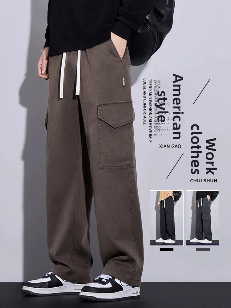 

Spring 2026 Men's Workwear Wide Leg Pants American Sle Casual Versatile Straight Sport Long Trousers Youthful Energy