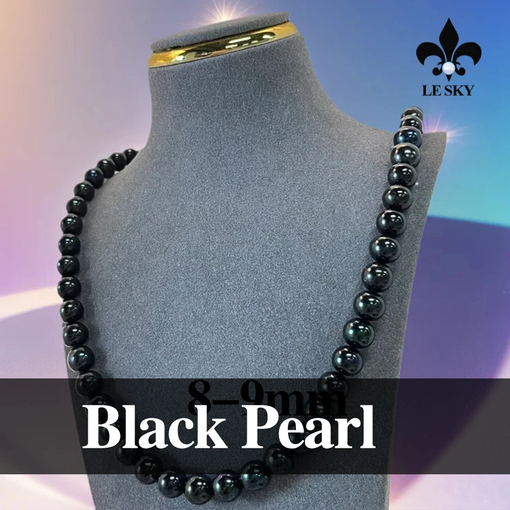 

100% Natural Freshwater Pearl Beads Round Black Pearl Loose Spacer Beaded for Women Making DIY Jewerly Bracelet Necklace 8-9mm