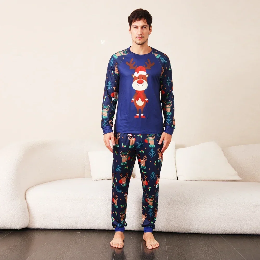 Merry Christmas Family Matching Outfits Cartoon Print 2 Pieces Suit Homewear Soft Warm Pajamas Set for Baby Boys Girls Xmas Look image 3