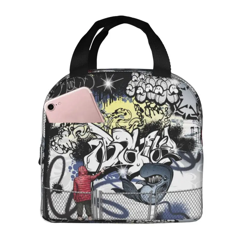 

Custom Graffiti Street Art Lunch Box for Women Thermal Cooler Food Insulated Lunch Bag Kids School Children Picnic Tote Bags
