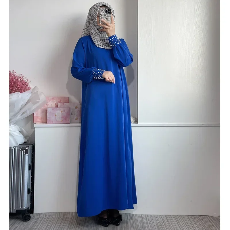 

Women Muslim Dress for Women Solid Long Sleeve Middle East Dubai Loose Robe Malaysia Turkey Dubai Abayas Fashion Women Dresses