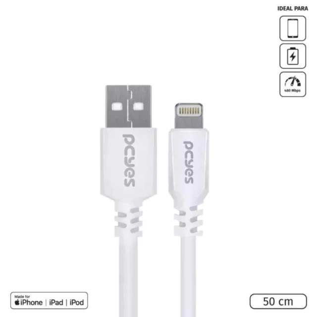 Lightning Cable for iPhone (MFI) USB A 2.0, 50cm, White Color-PUALB-05 Model