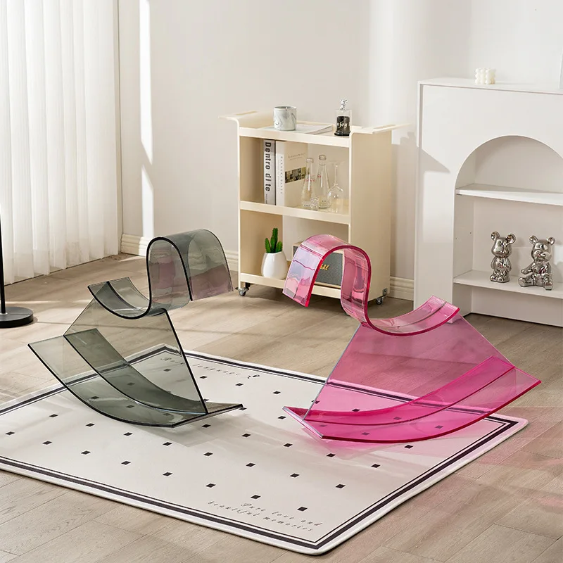 Creative rocking chair cute simple children stool home living room Internet celebrity transparent plastic low stool