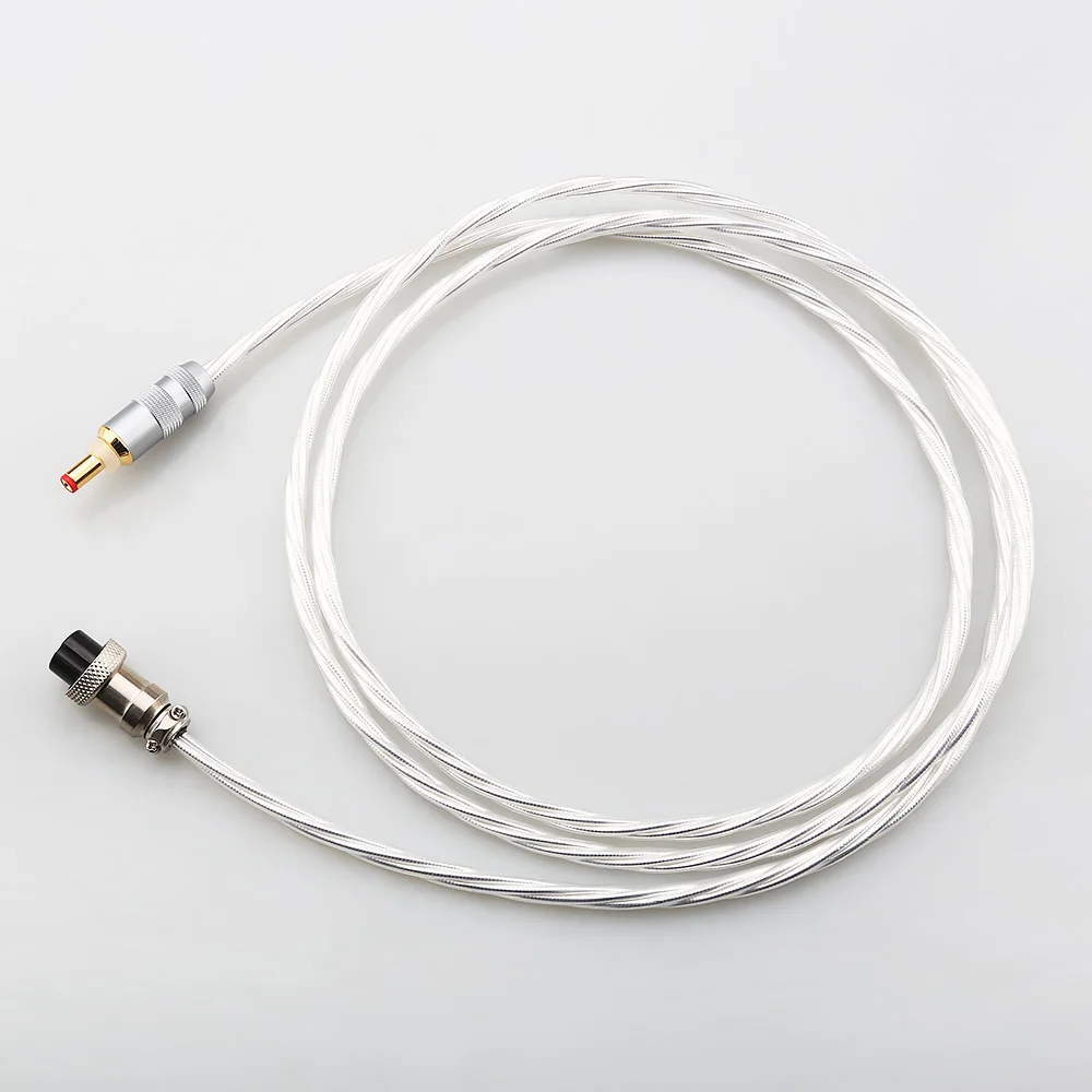 OCC Silver Plated AC/DC Phono Cable Silver Foil Shield Amplifier Cable Hifi DC Power Cable USB/DC/GX16/GX12 to DC 5.5*2.5/2.1/mm