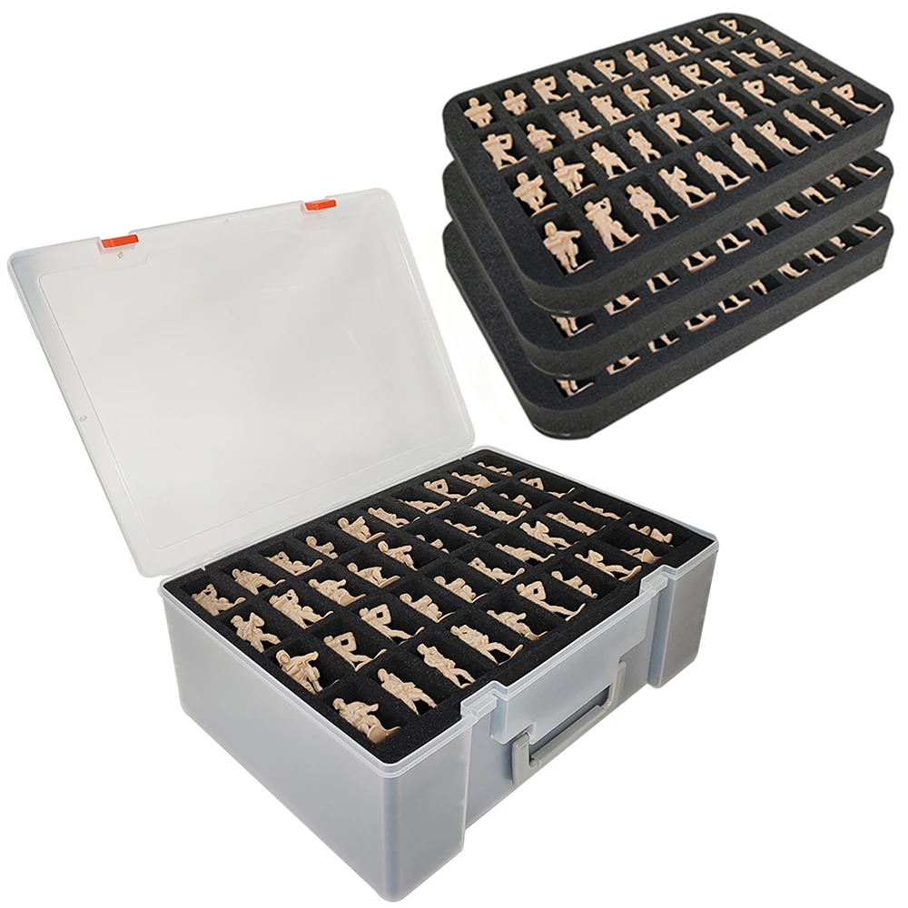 120 Slot Miniature Figure With 3-Layer Foam DIY Sponge Game Storage Box Accessory For 40k, DND More Case Bag Display Case