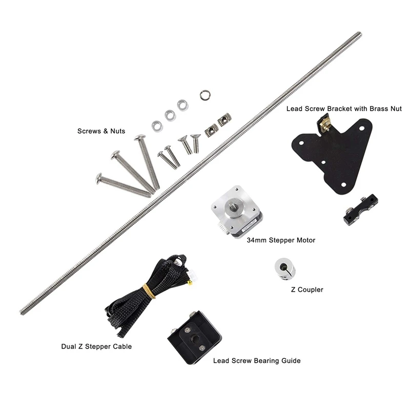 

Dual Z-Axis Upgrade Kit for Creality CR-10 3D Printer 515 mm Lead Screw 34 mm Motor