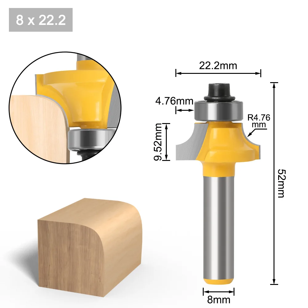 8mm shank Corner Round Over Router Bit with BearingMilling Cutter for Wood Woodwork Tungsten Carbide