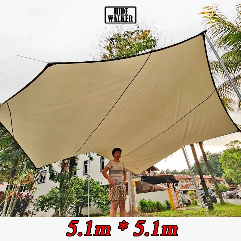 

5.1x5.1m Large Tarp 8~12 Persons Waterproof Large Sun Shelter Camping Sunshade Octagonal Sun Shade Awning Tent Flysheet Oversize