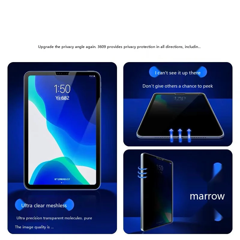 Anti Spy Privacy Screen Protector for iPad 7.9-13 Inch 180°/360° Matte Film