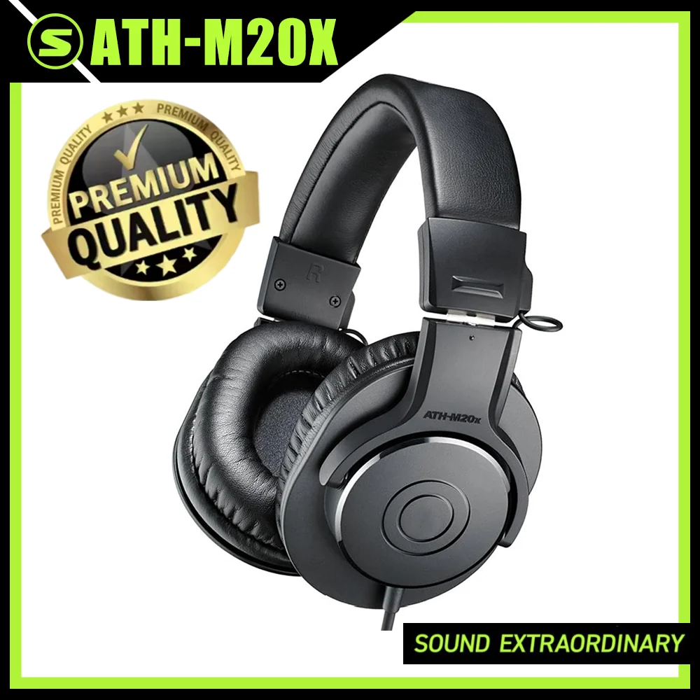 ATH-M20X ATH M20X Professionelle Studio-Monitor-Kopfhörer, am Kopf montiertes Audio-Hifi, 40-mm-Treiber, geschlossener Rücken, kabelgebunden, Over-Ear