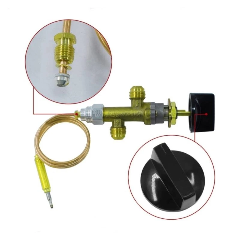 brass Constructed Flame Out Control Valves Completes With Thermocouple And Manual Knob Suitable for Fireplaces & Pits