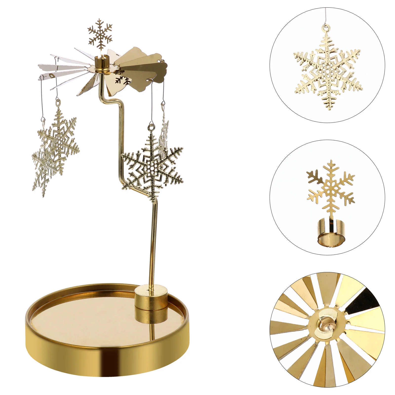 Christmas Spinner Candlesticks Rotating Holder Moon Decor Chandeliers Desktop Adornment Remote Control Xmas