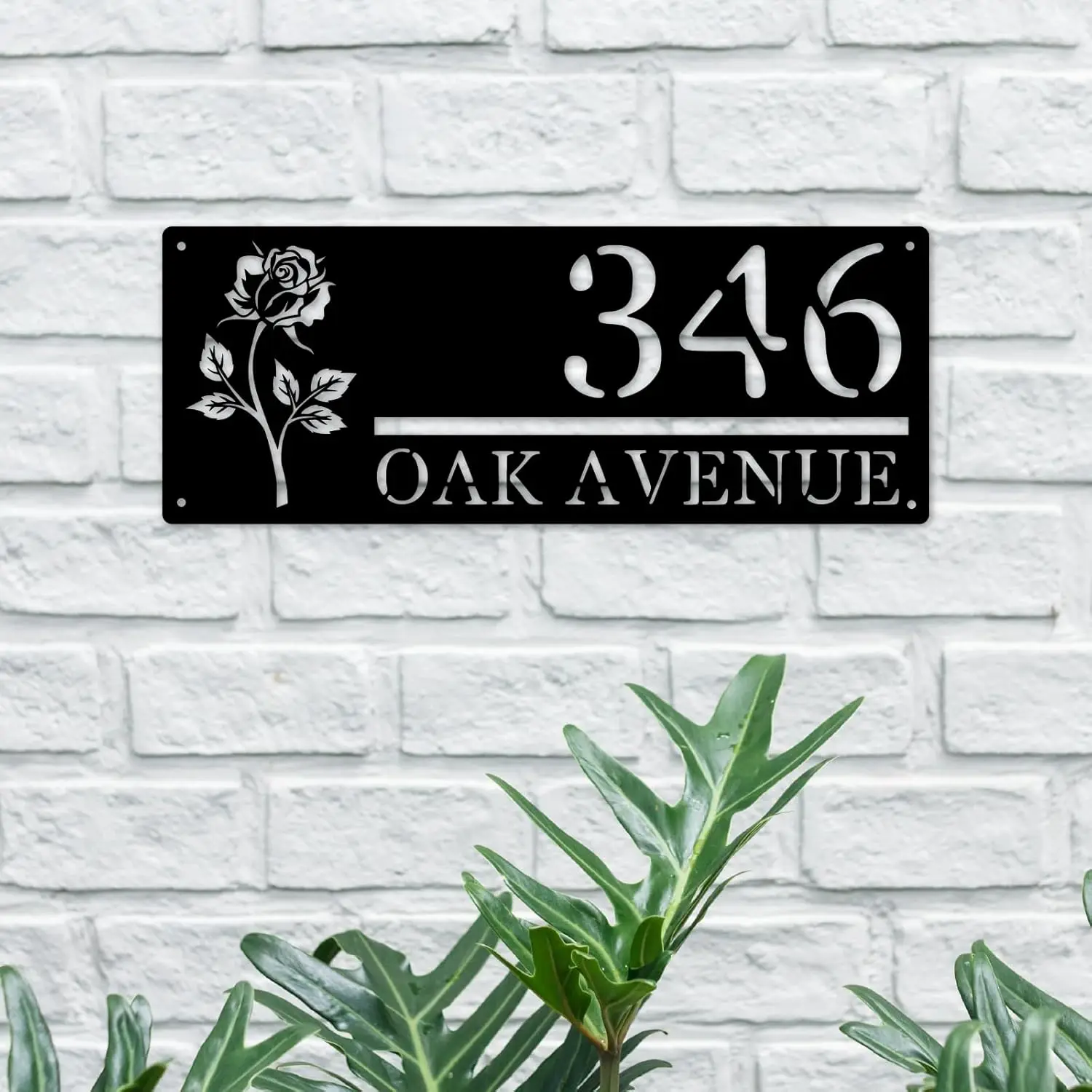 Custom Aluminum House Address Plaque with Street Name Outdoor Number Plate for Home Yard Garden Waterproof Wall Mount Decor